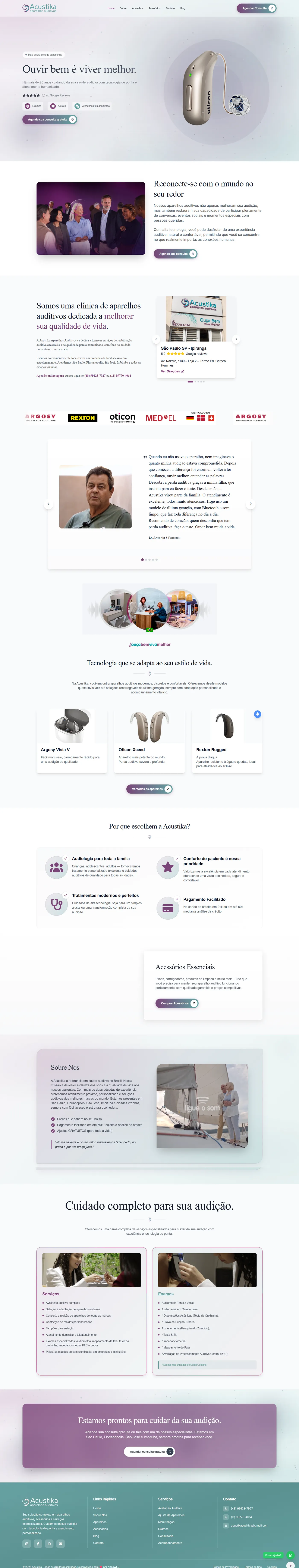 Site do cliente Acústika Auditiva, Site criado pela Artnaweb
