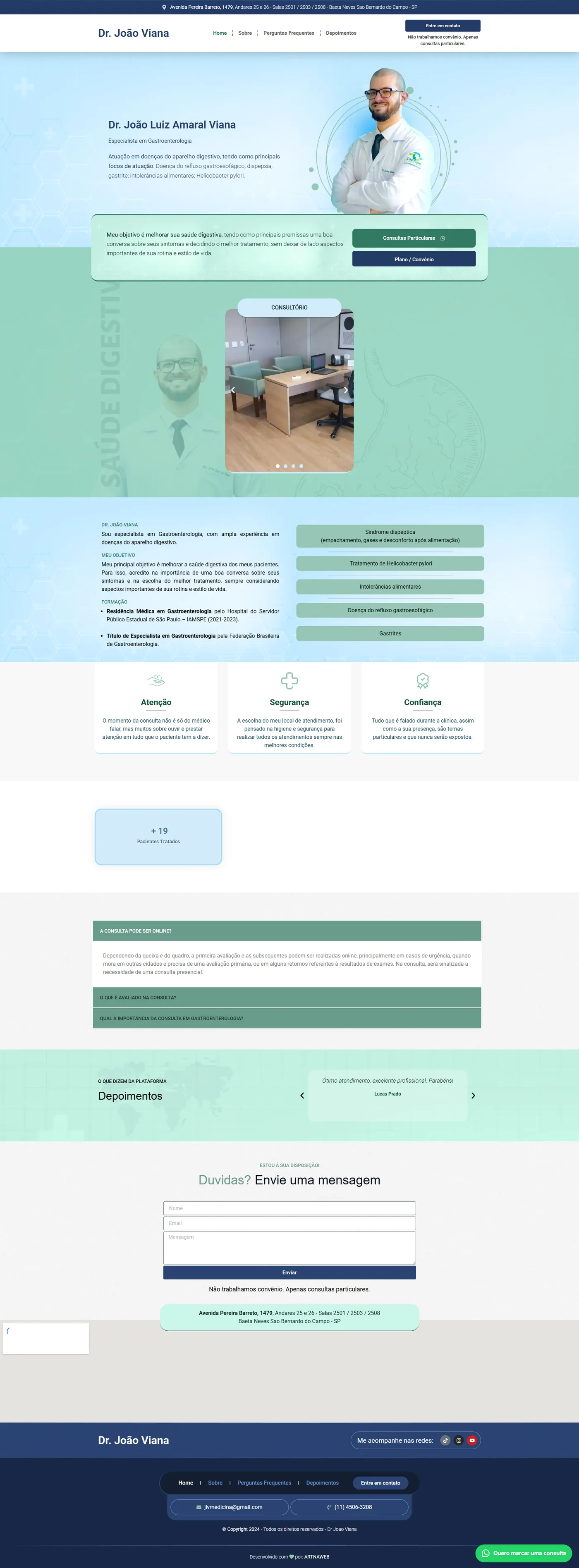Site do cliente Dr. João Viana, Landing page criado pela Artnaweb