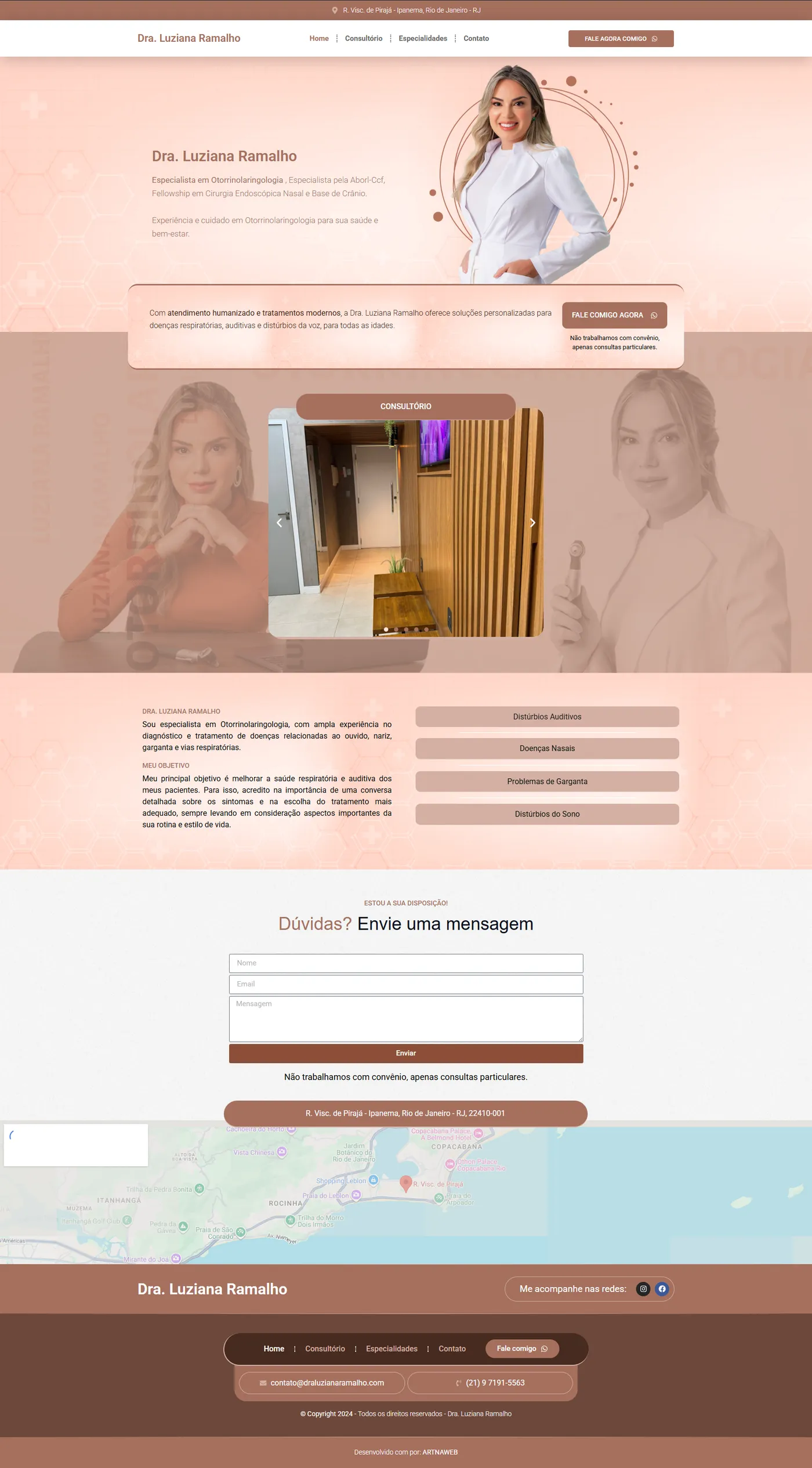 Site do cliente Dra. Luziana Ramalho, Landing page criado pela Artnaweb