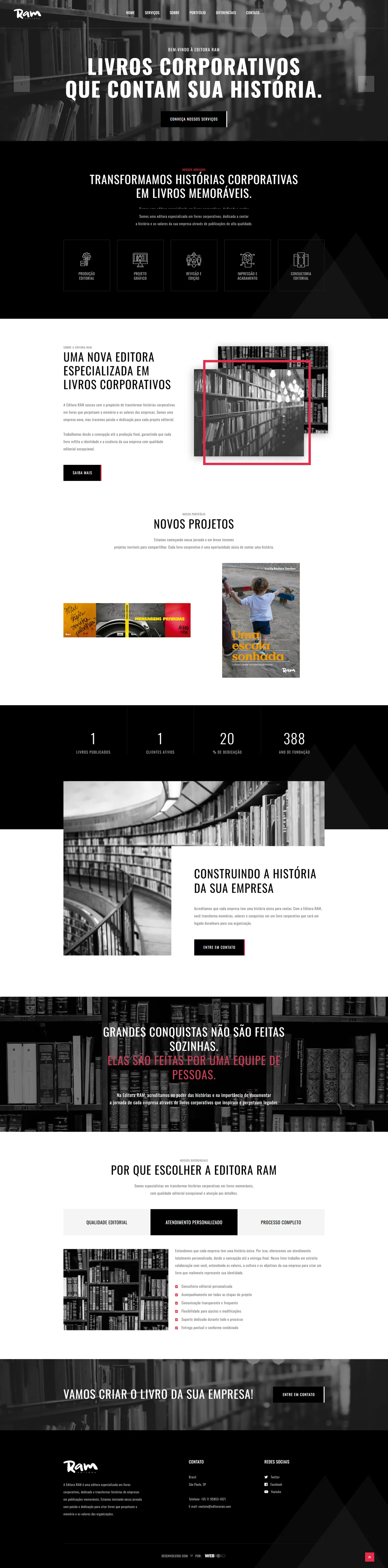 Site do cliente Editora RAM, Landing page criado pela Artnaweb