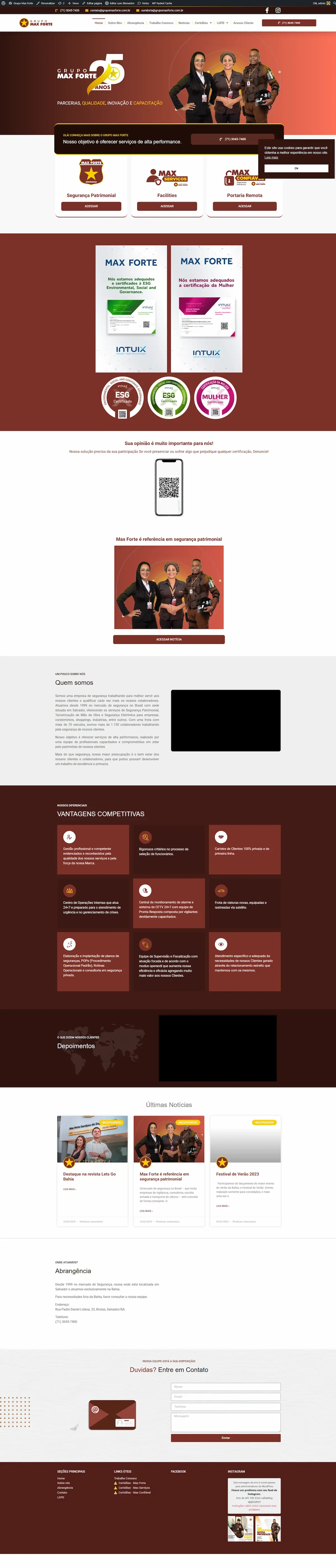 Site do cliente Grupo Max Forte, Site criado pela Artnaweb