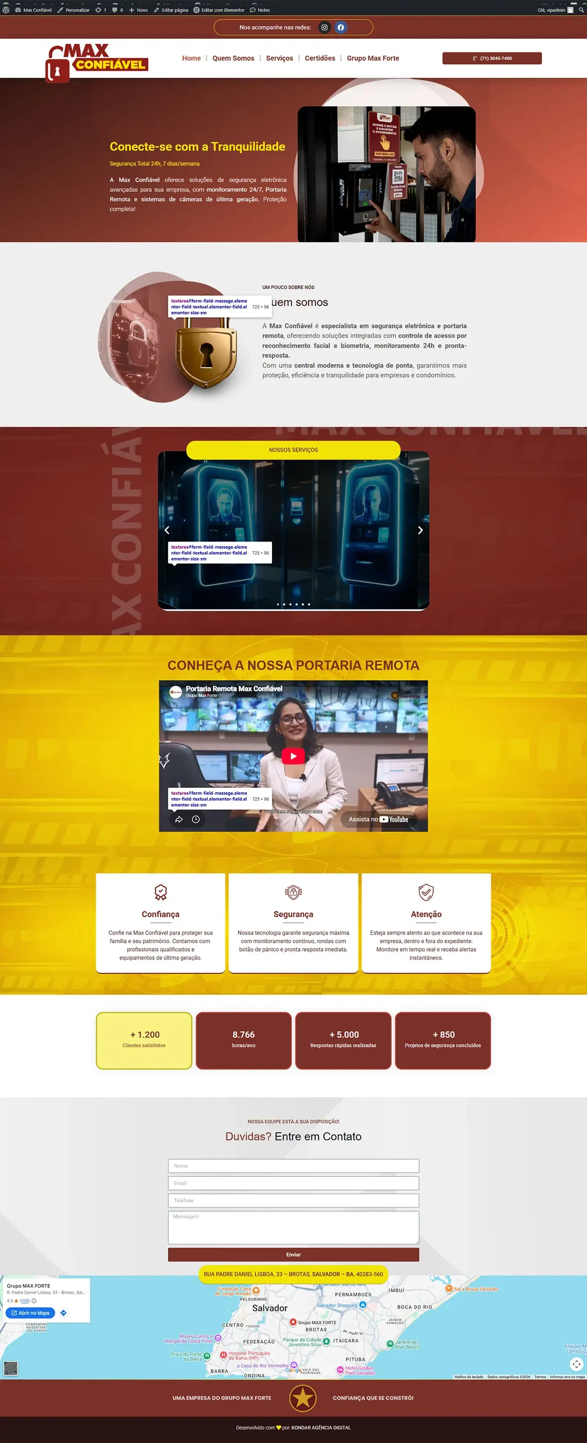 Site do cliente Max Confiável, Site criado pela Artnaweb