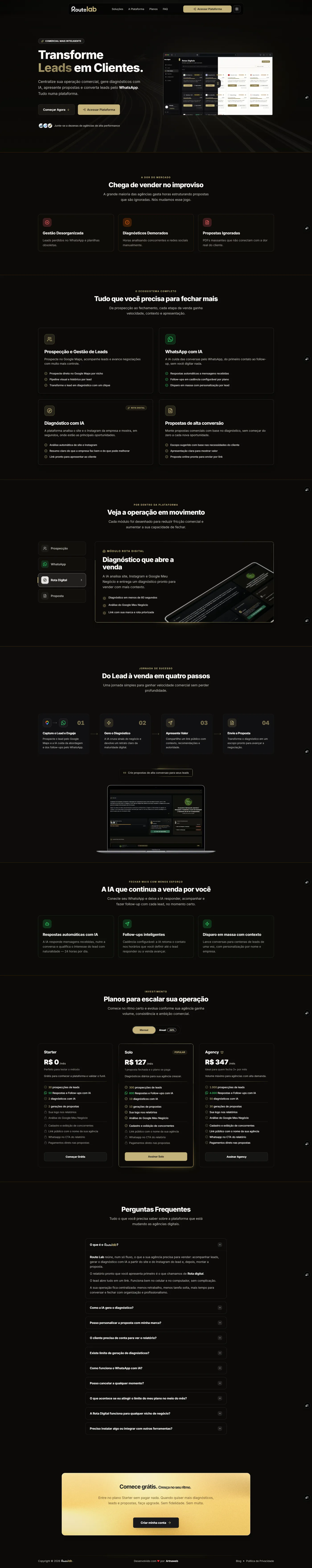 Site do cliente Route Lab, Sistema criado pela Artnaweb